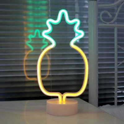 Pineapple Neon Signs, LED Neon Light Sign with Holder Base for Party Supplies Girls Room Decoration Accessory