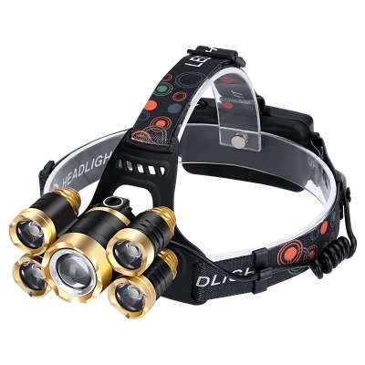 5 LED Headlight, USB Rechargeable Head Lamp Flashlight, 4 Modes Waterproof Zoomable Work Light for Outdoors, Household